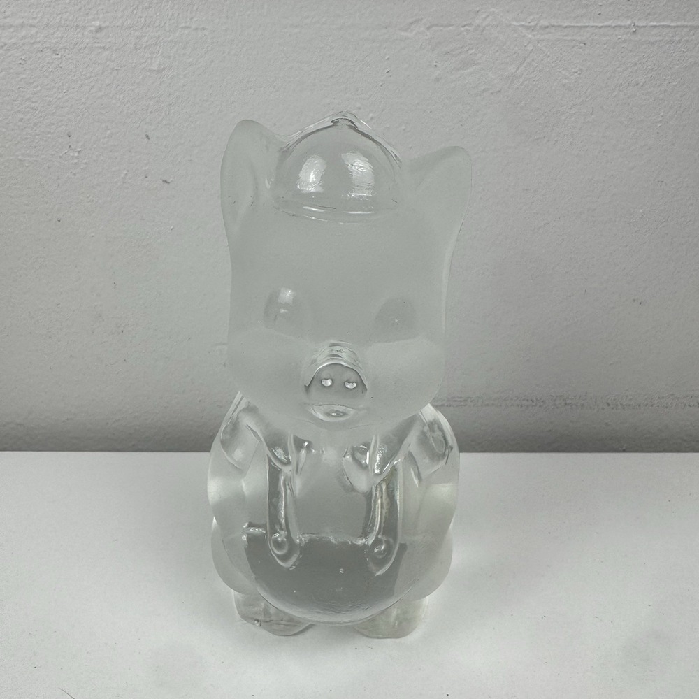 Vtg Viking Frosted Glass‎ Pig Figurine Paperweight MCM Farmhouse 6.5in